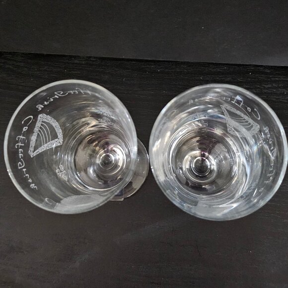 Eamon Irish Coffee Glass Set Pair Stemmed Etched Harp Shamrock Hand Etched - Picture 6 of 8